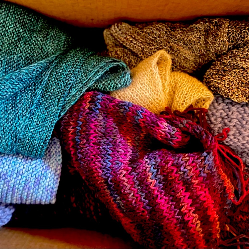 Hand knitted alpaca scarfs. Various colors.